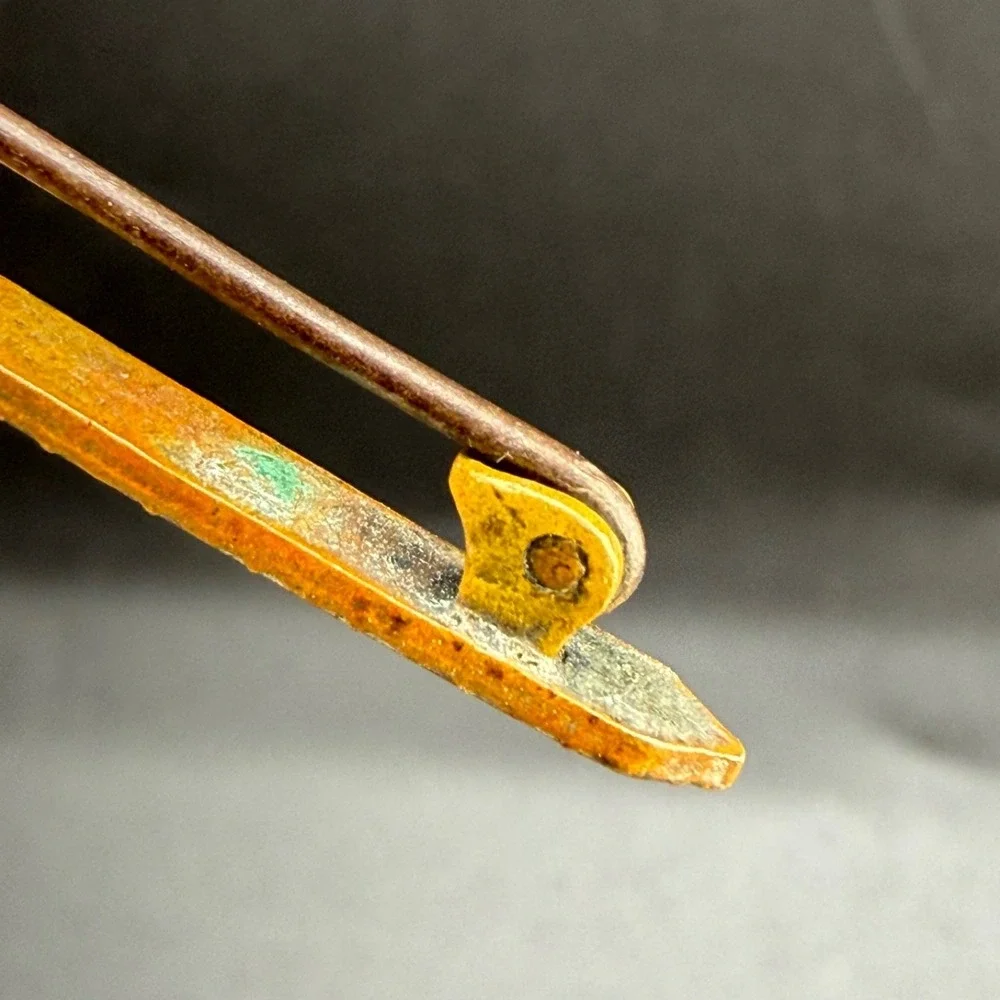 Vintage Bar Brooch Gold Tone Blue Enamel Art Deco Revival‎